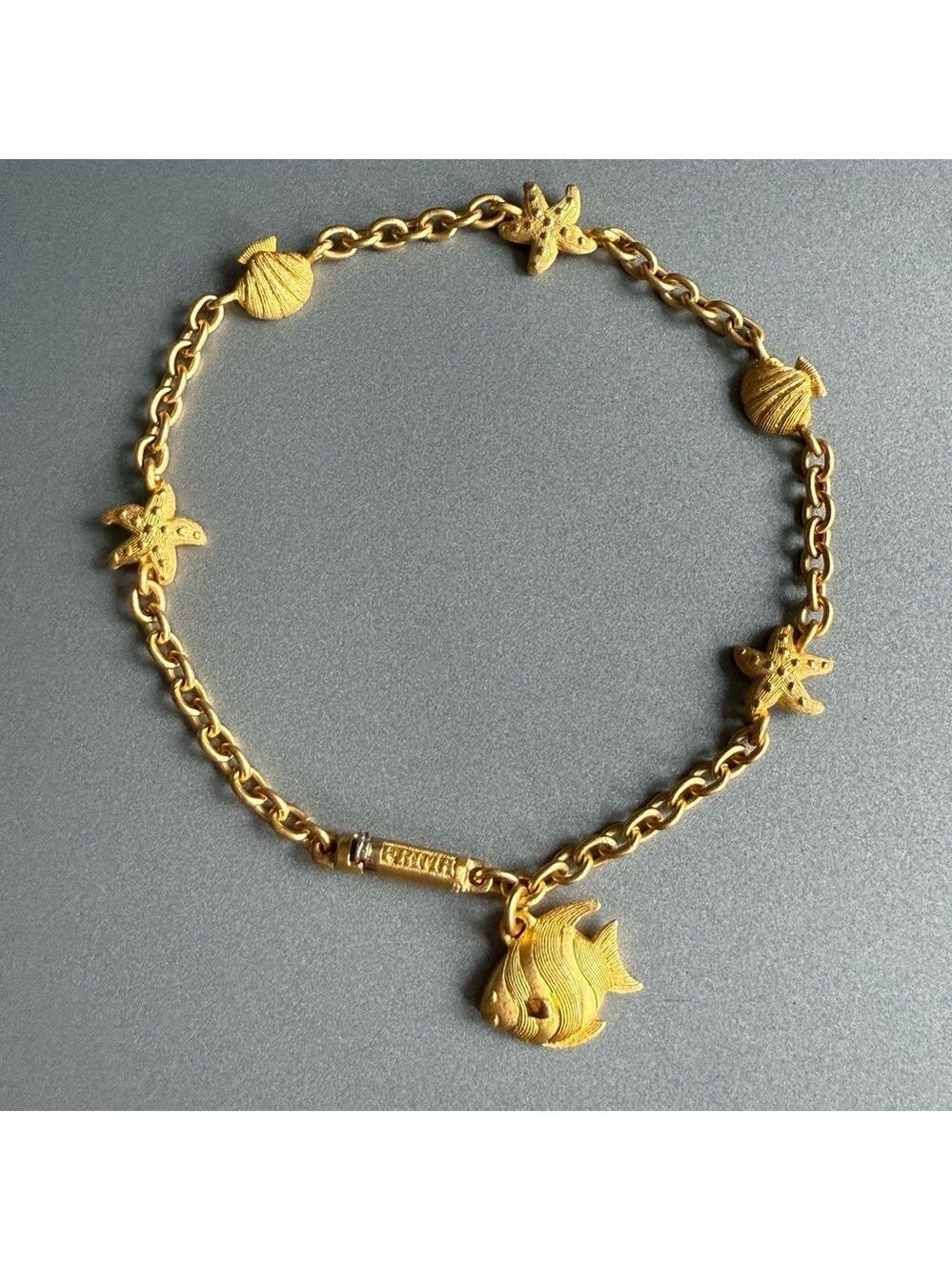 PRIMA 24k Pure 999 Yellow Gold Marine Life Sea Fish Charm Bracelet W/ Ap…